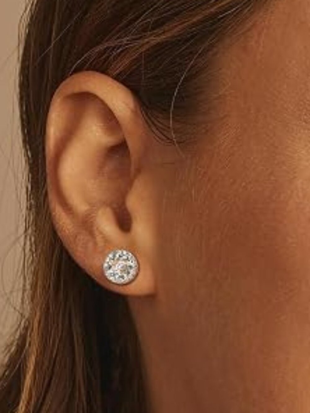 18K Gold Plated 925 Sterling Silver CZ Halo Stud Earrings Set